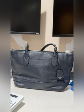 Men's Leather Briefcase Tote - Black